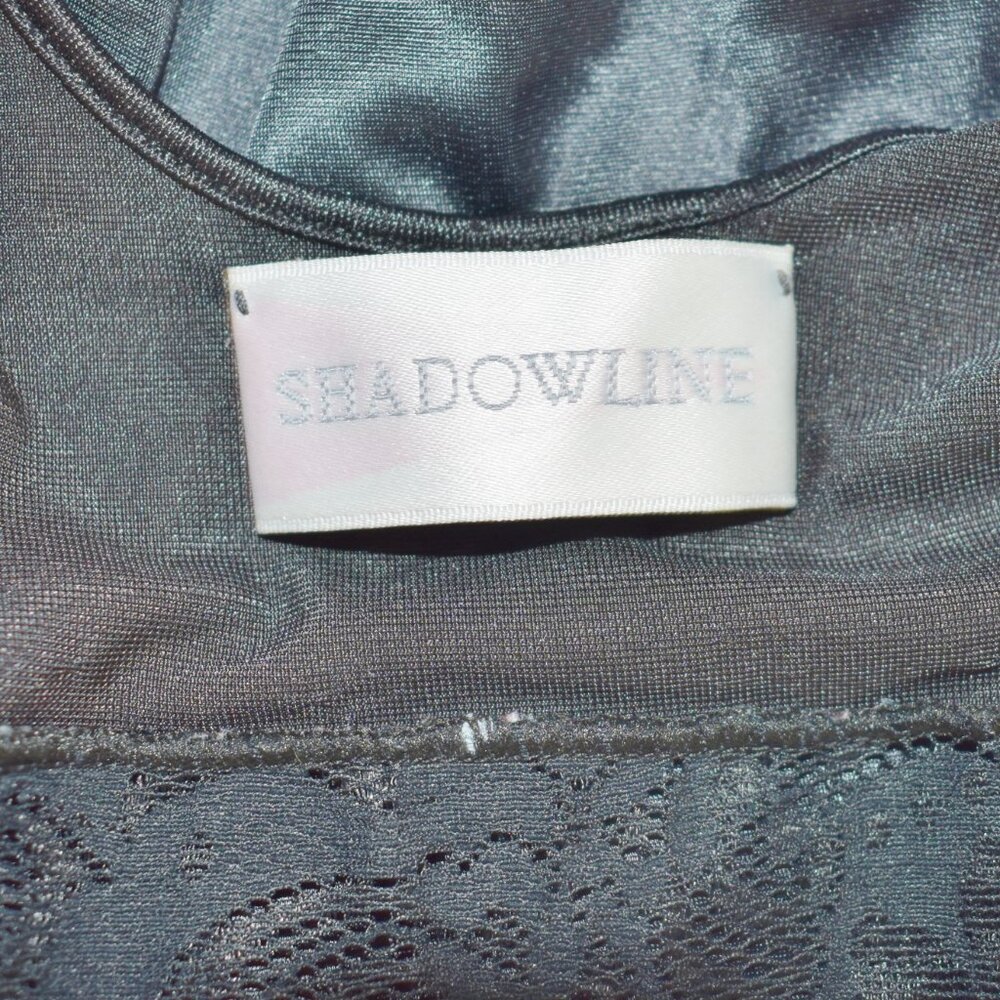 Shadowline Medium Black Full Sweep Silky Nylon Nightgown Olga esque W Lace Vtg - Picture 12 of 12